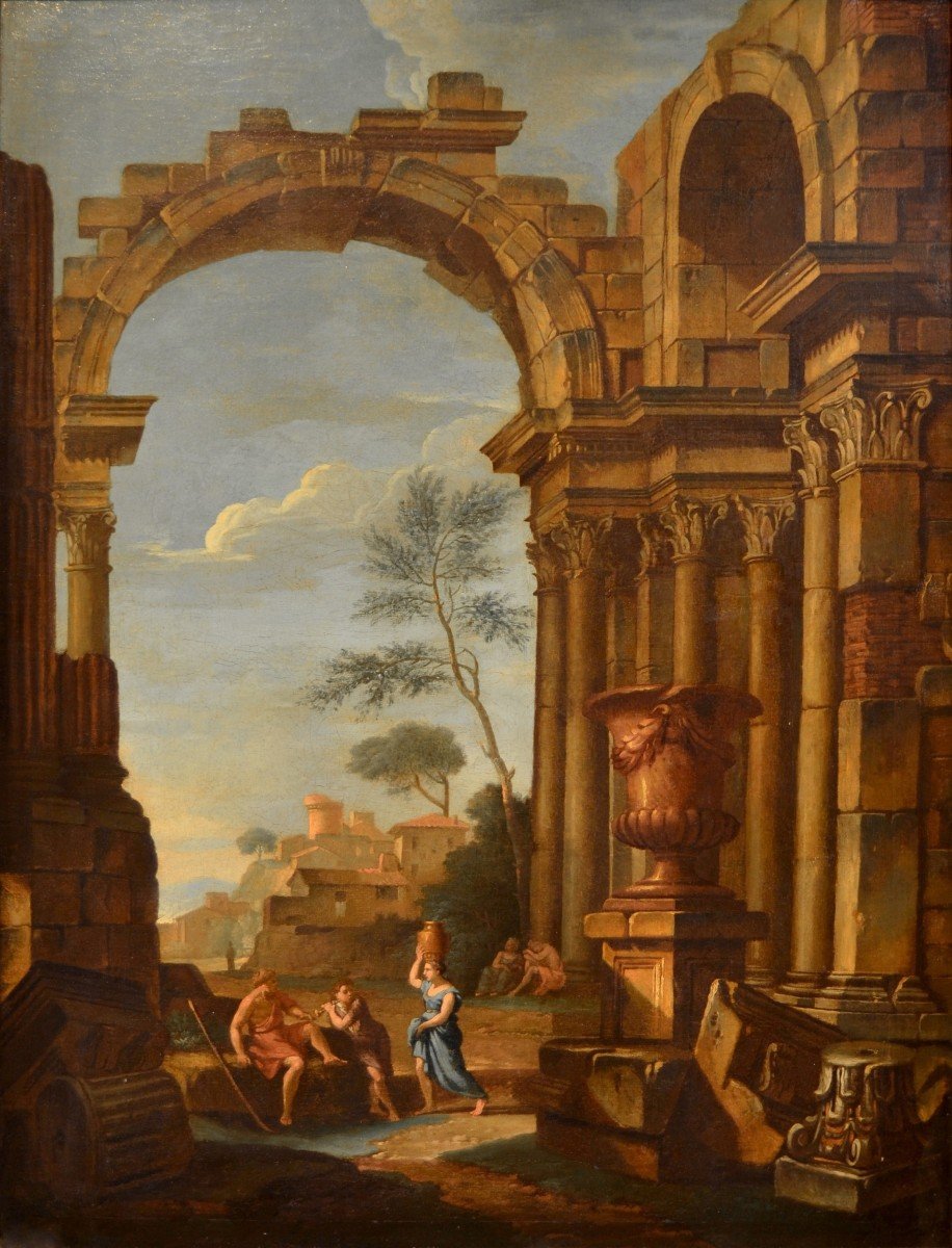 Capriccio con rovine architettoniche e figure, Pierre-Antoine Demachy