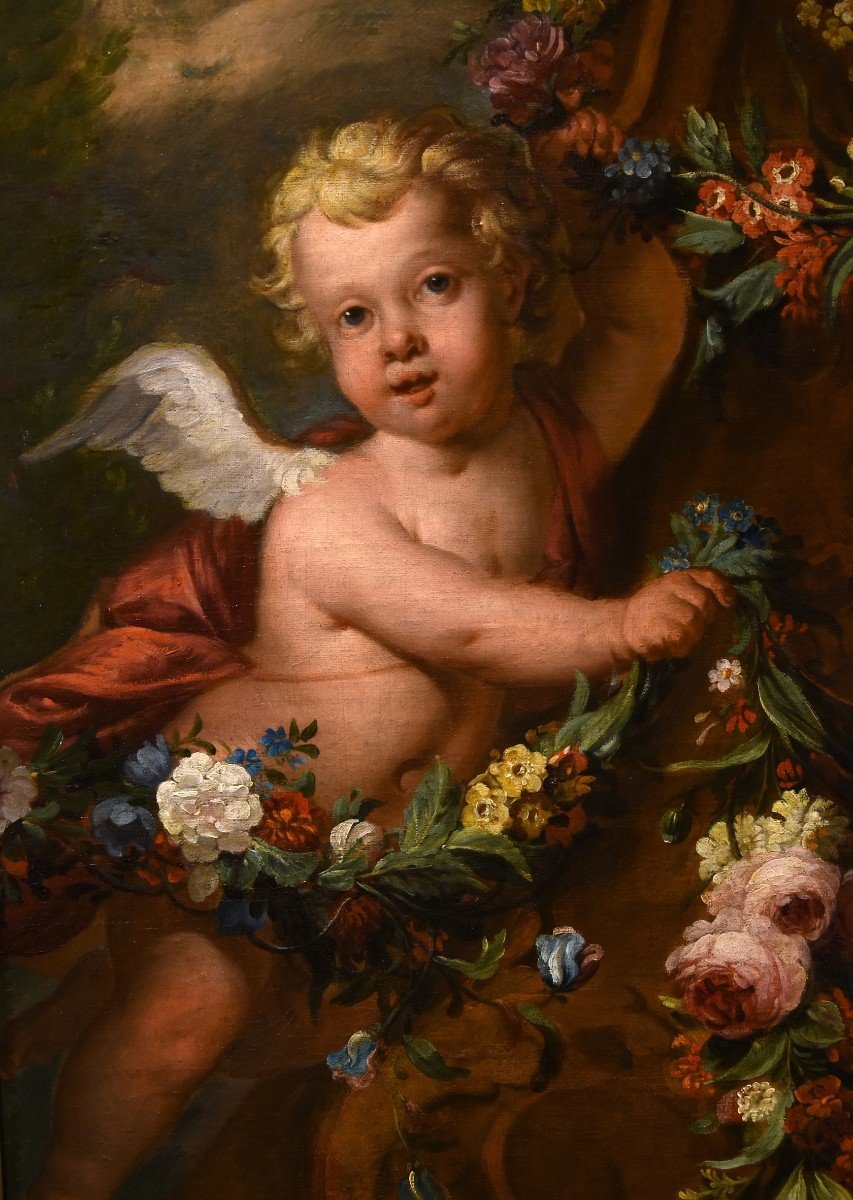 Jacob De Wit (Amsterdam, 1695 - 1754), Coppia di amorini con ghirlanda di fiori-photo-7