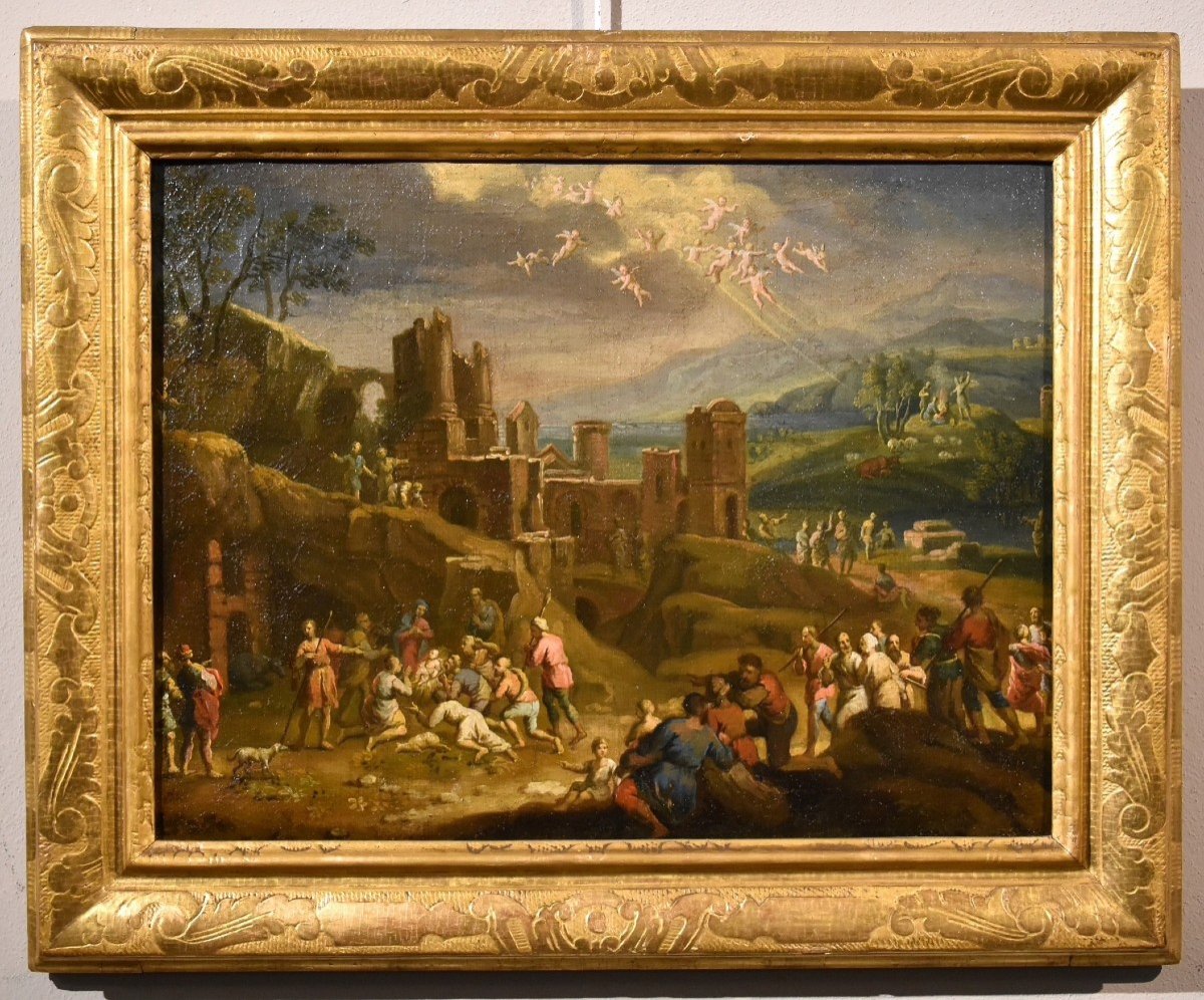 Paesaggio con l Natività, Scipione Compagni  (Napoli, 1624 circa- post 1680)