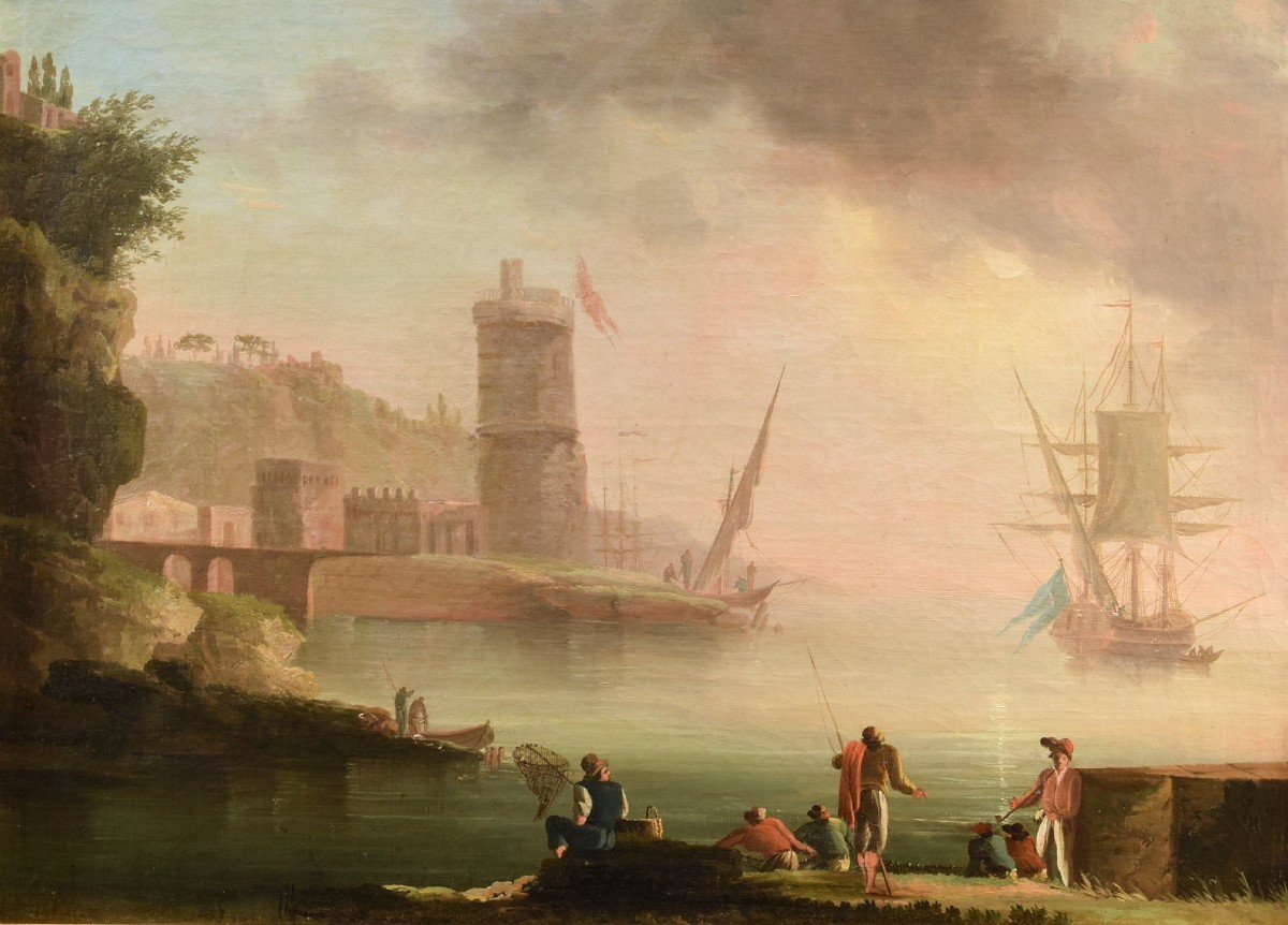 Veduta costiera al tramonto, Atelier di Charles François Grenier de Marseille (1700 –1782)