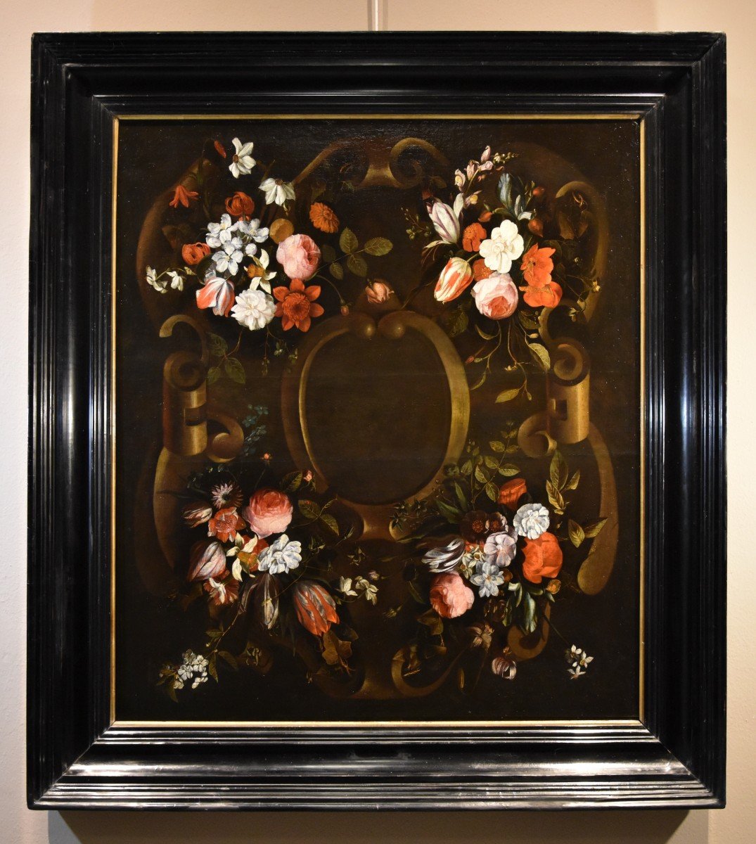 Ghirlanda di fiori con cartiglio, Frans van Everbroeck (Anversa, 1628 – Londra 1693) -photo-2