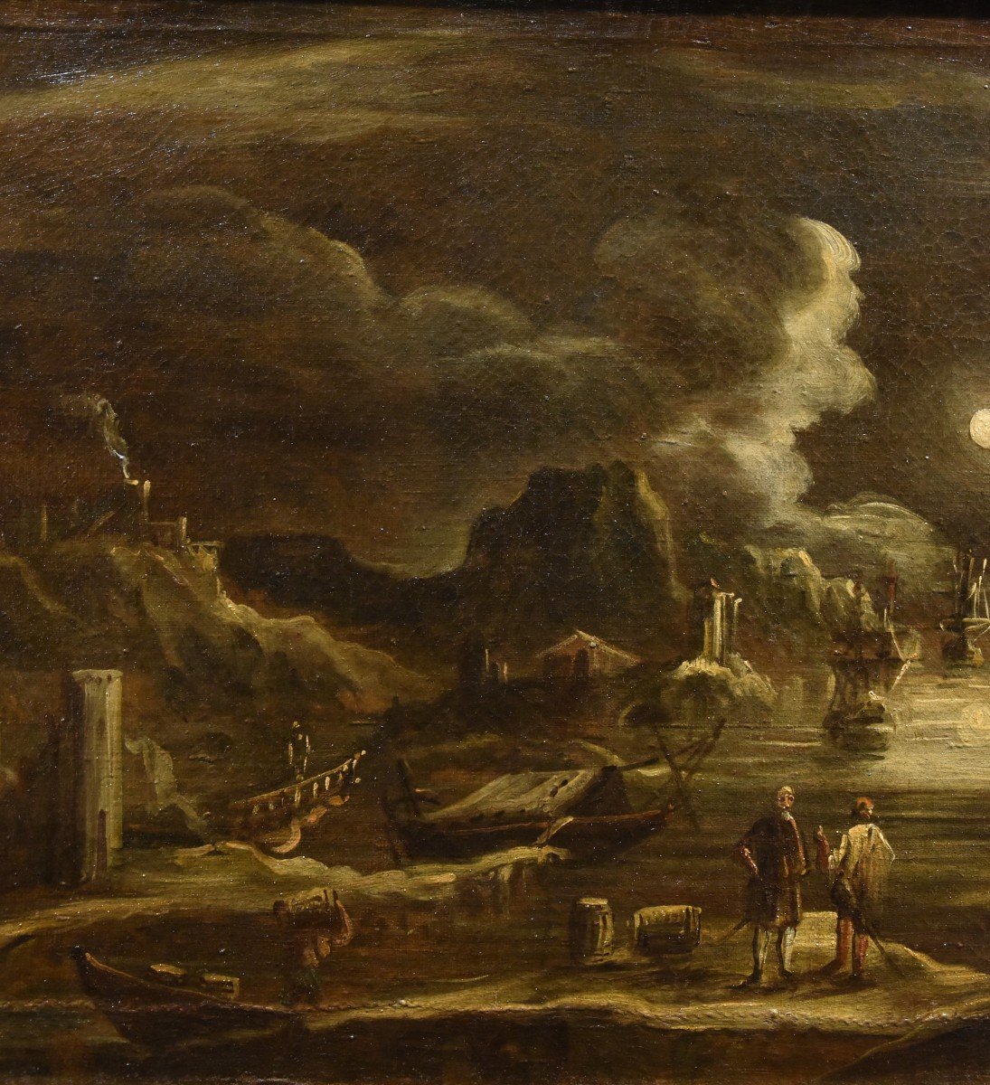 Veduta portuale al chiaro di luna, Giovanni Grevenbroeck  (Paesi Bassi, 1650 ca. – Milano 1699)-photo-2