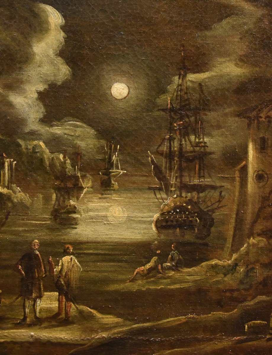 Veduta portuale al chiaro di luna, Giovanni Grevenbroeck  (Paesi Bassi, 1650 ca. – Milano 1699)-photo-4