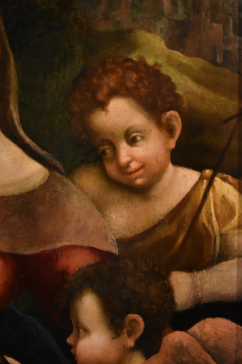 Madonna col Bambino, due angeli e Giovanni Battista, Scuola di Antonio Allegri, Correggio-photo-2