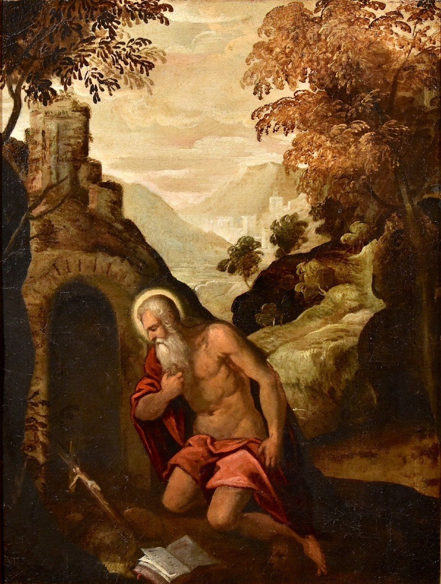 San Girolamo Penitente, Jacopo Negretti, detto Palma il Giovane(Venice 1544 - 1628)  Cerchia