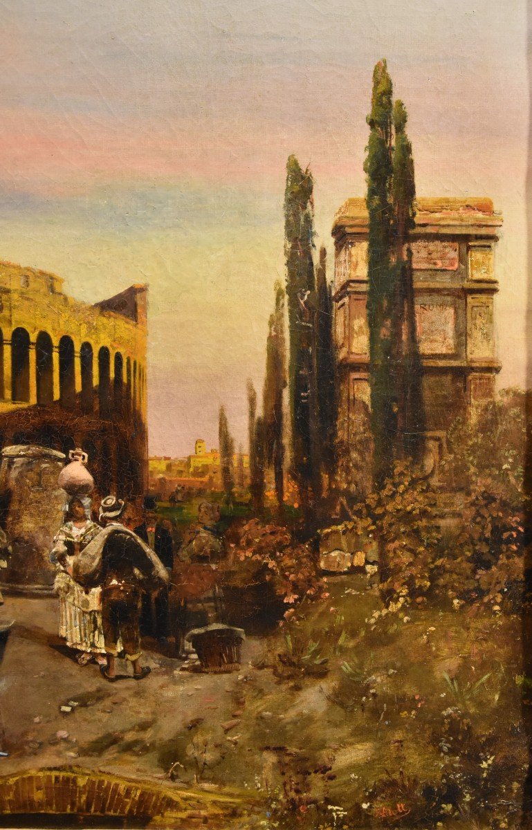 Il Colosseo a Roma al tramonto, Robert Alott (Graz 1850-1910 Vienna) firmato in basso a destra -photo-3