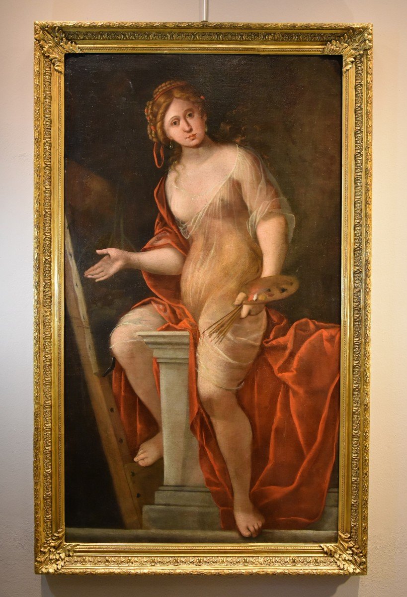 Mattheus Terwesten (L'Aia, 1670 - 1757) Ritratto di fanciulla come allegoria della pittura-photo-2