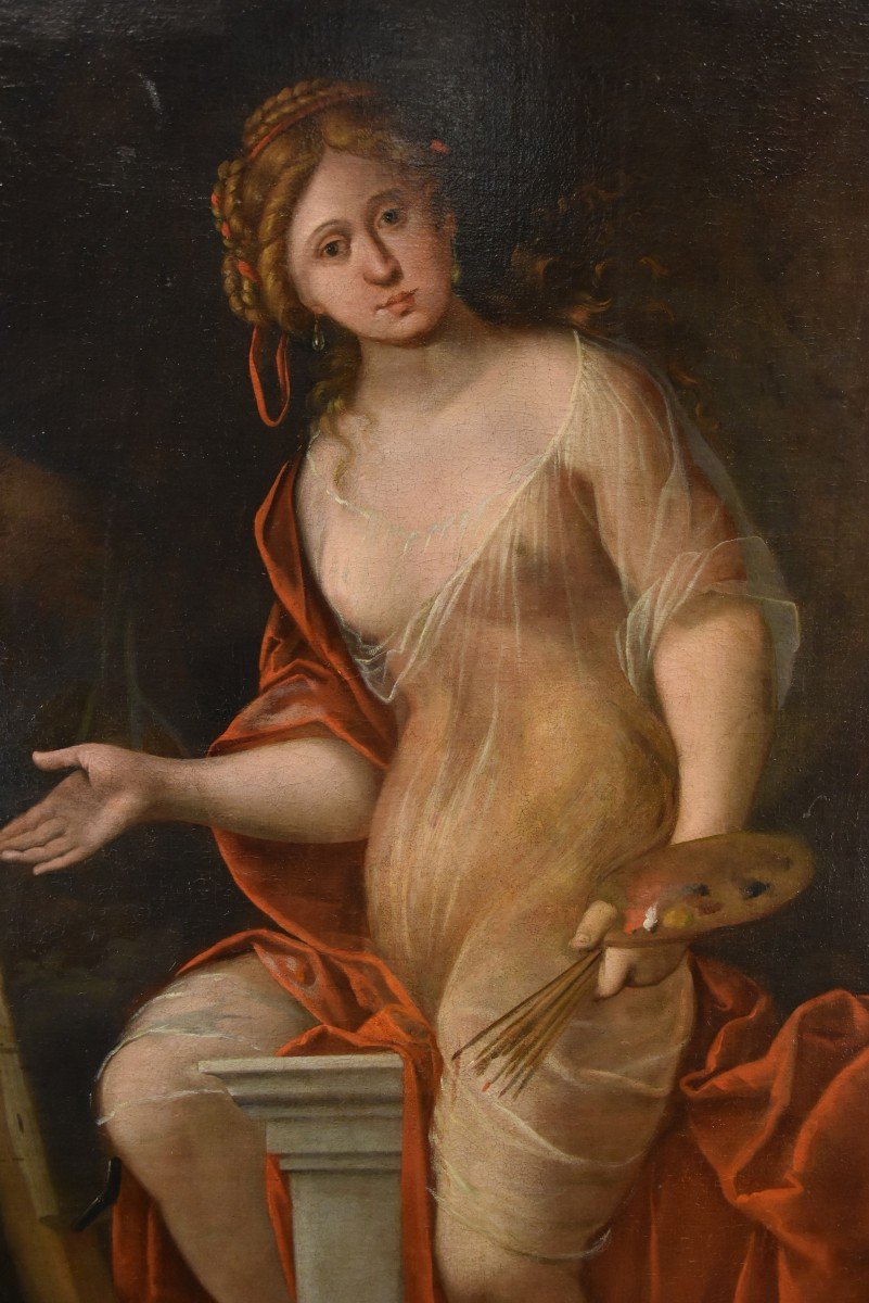 Mattheus Terwesten (L'Aia, 1670 - 1757) Ritratto di fanciulla come allegoria della pittura-photo-3