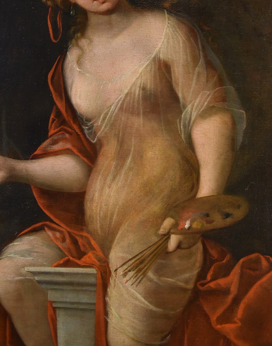 Mattheus Terwesten (L'Aia, 1670 - 1757) Ritratto di fanciulla come allegoria della pittura-photo-6