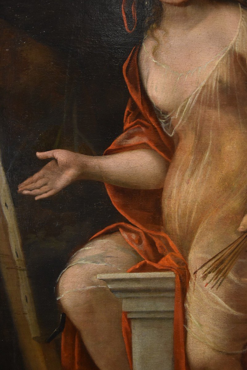 Mattheus Terwesten (L'Aia, 1670 - 1757) Ritratto di fanciulla come allegoria della pittura-photo-7