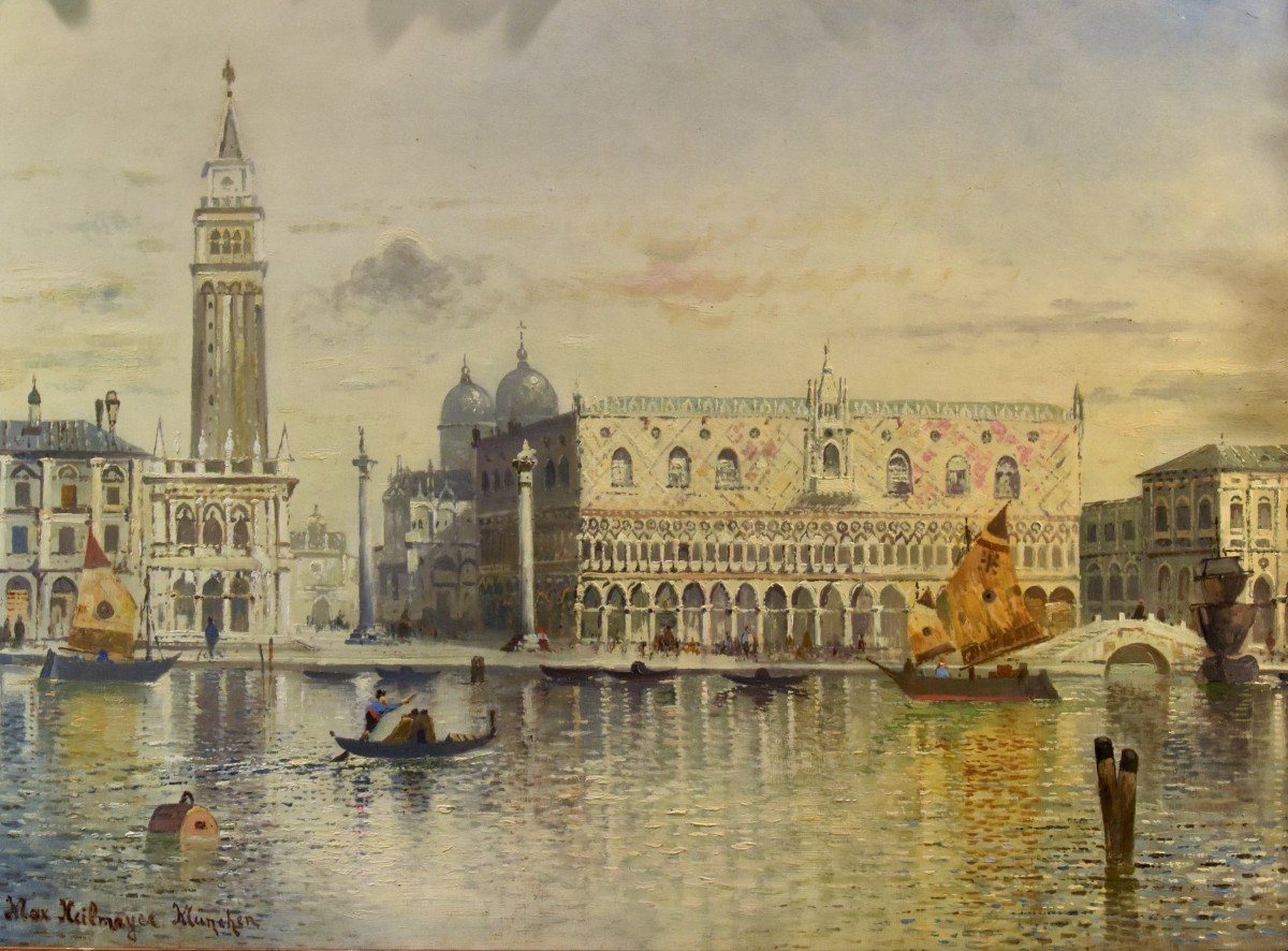 Venezia con Piazzetta San Marco e Palazzo Ducale, Maximilian Heilmaier (1869 - 1923) FIRMATO-photo-2