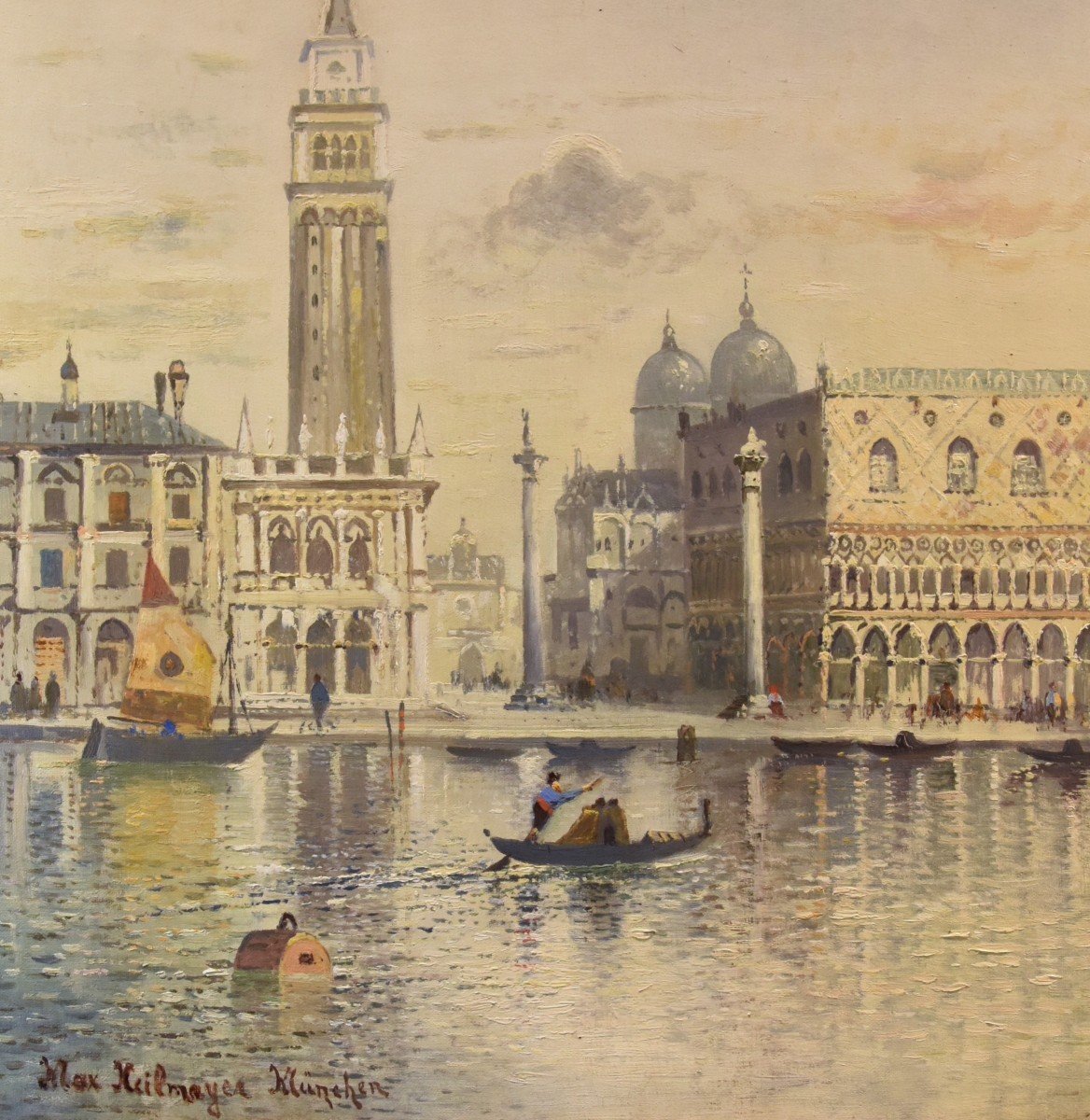 Venezia con Piazzetta San Marco e Palazzo Ducale, Maximilian Heilmaier (1869 - 1923) FIRMATO-photo-3