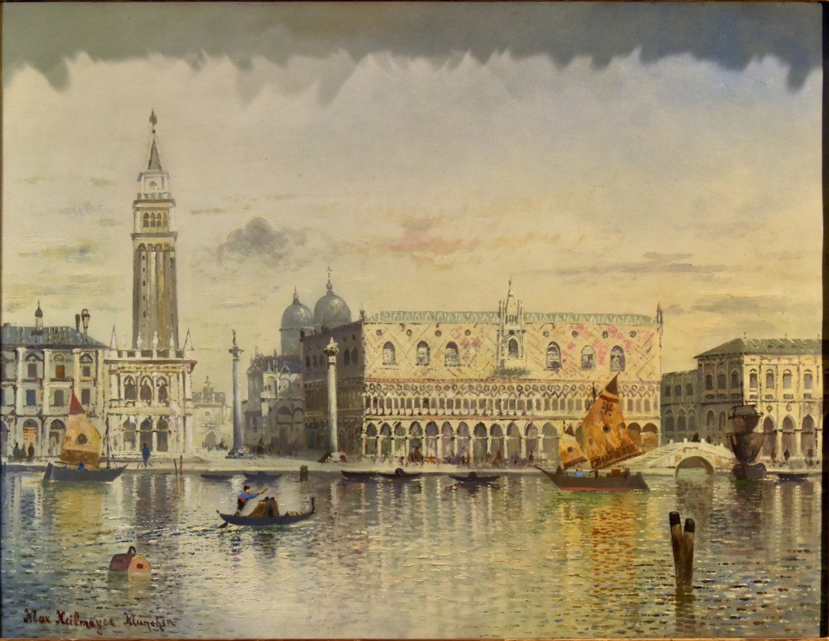 Venezia con Piazzetta San Marco e Palazzo Ducale, Maximilian Heilmaier (1869 - 1923) FIRMATO-photo-1