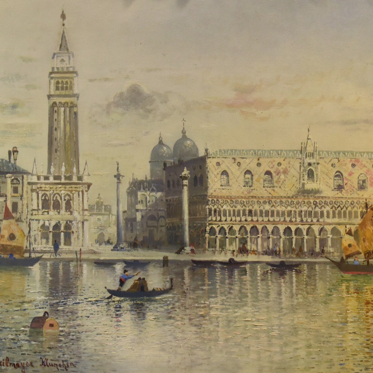 Venezia con Piazzetta San Marco e Palazzo Ducale, Maximilian Heilmaier (1869 - 1923) FIRMATO-photo-2