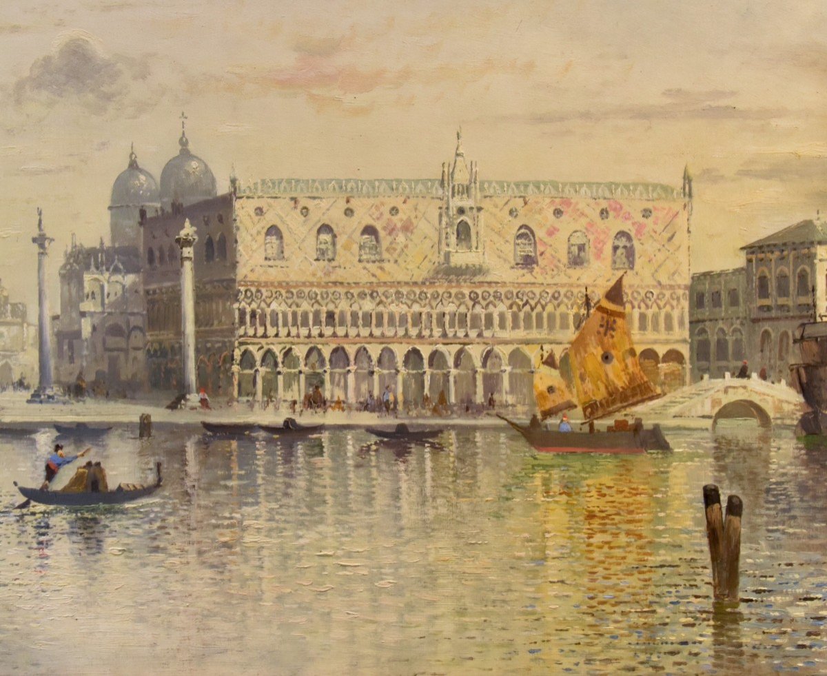 Venezia con Piazzetta San Marco e Palazzo Ducale, Maximilian Heilmaier (1869 - 1923) FIRMATO-photo-4