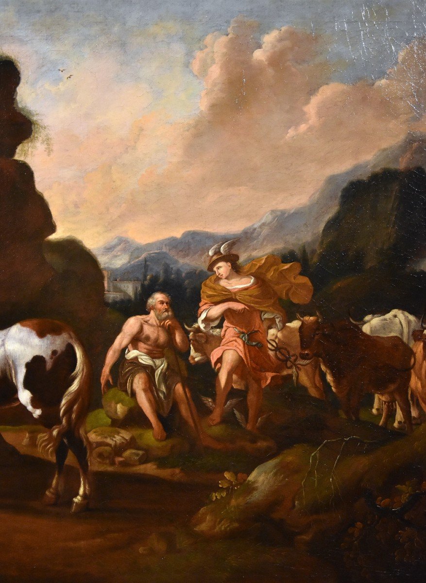 Paesaggio con il mito di Mercurio e Batto, Johann Heinrich Roos (1631 - 1685)-photo-3