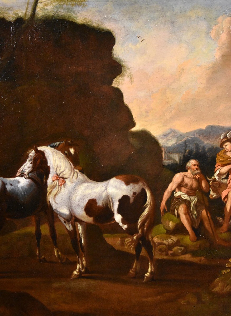 Paesaggio con il mito di Mercurio e Batto, Johann Heinrich Roos (1631 - 1685)-photo-4