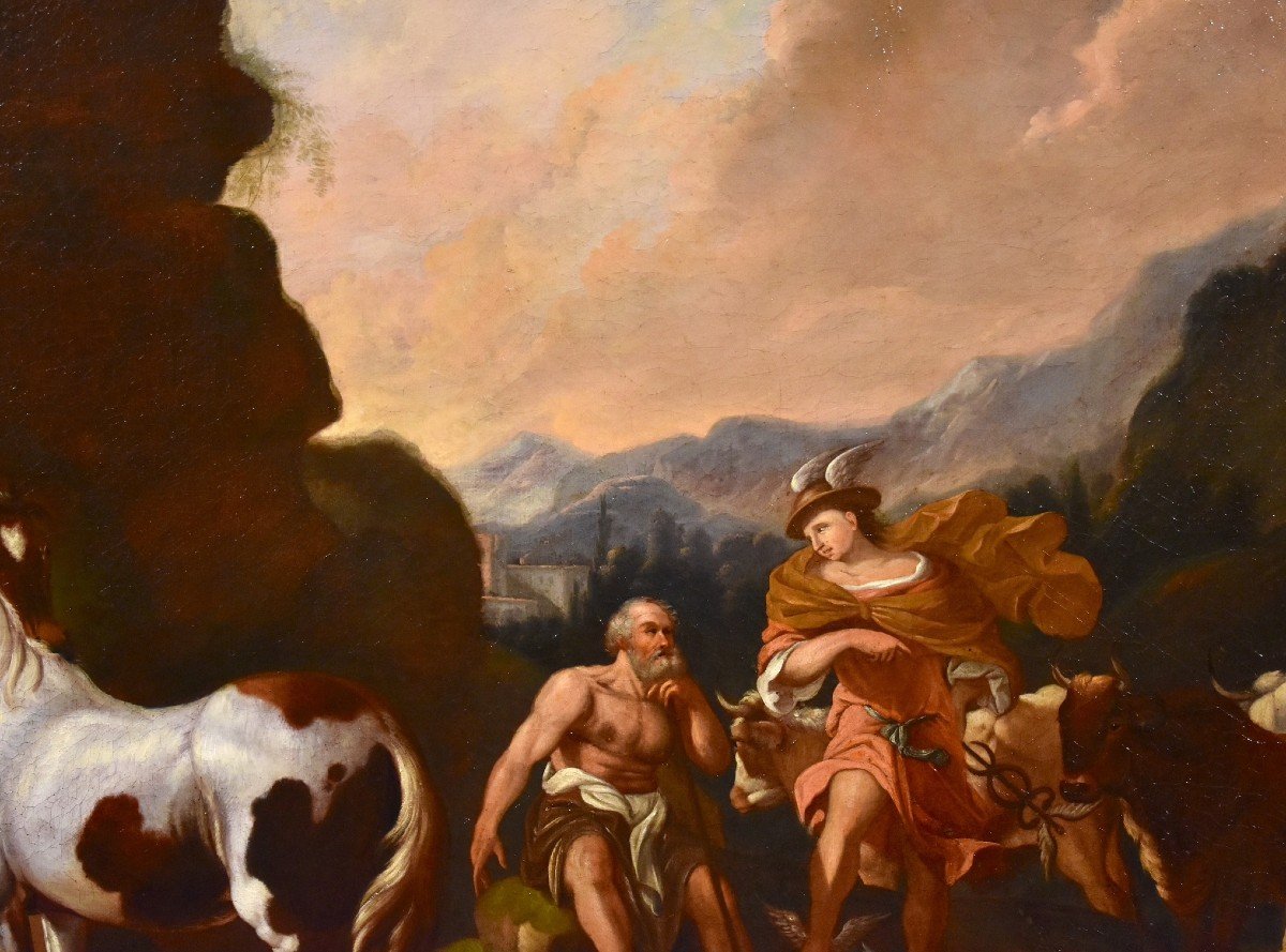 Paesaggio con il mito di Mercurio e Batto, Johann Heinrich Roos (1631 - 1685)-photo-3