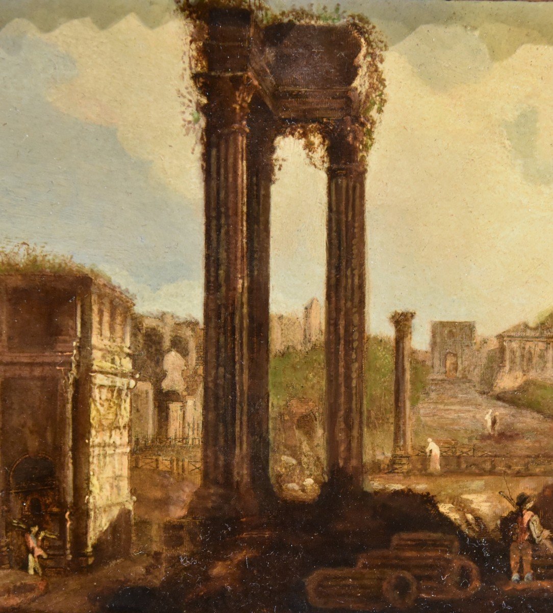 Coppia di vedute romane con rovine antiche, Hubert Robert (Parigi, 1733 – Parigi, 1808)-photo-1