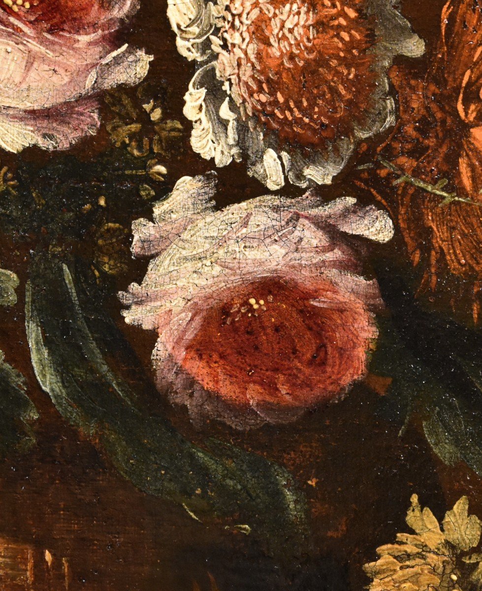 Andrea Scacciati (Firenze 1642–1710) Composizione di fiori entro vaso sbalzato (1 di 3)-photo-3