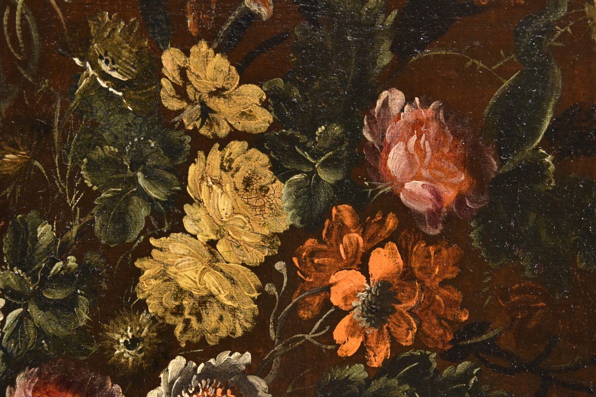 Andrea Scacciati (Firenze 1642–1710) Composizione di fiori entro vaso sbalzato (1 di 3)-photo-4