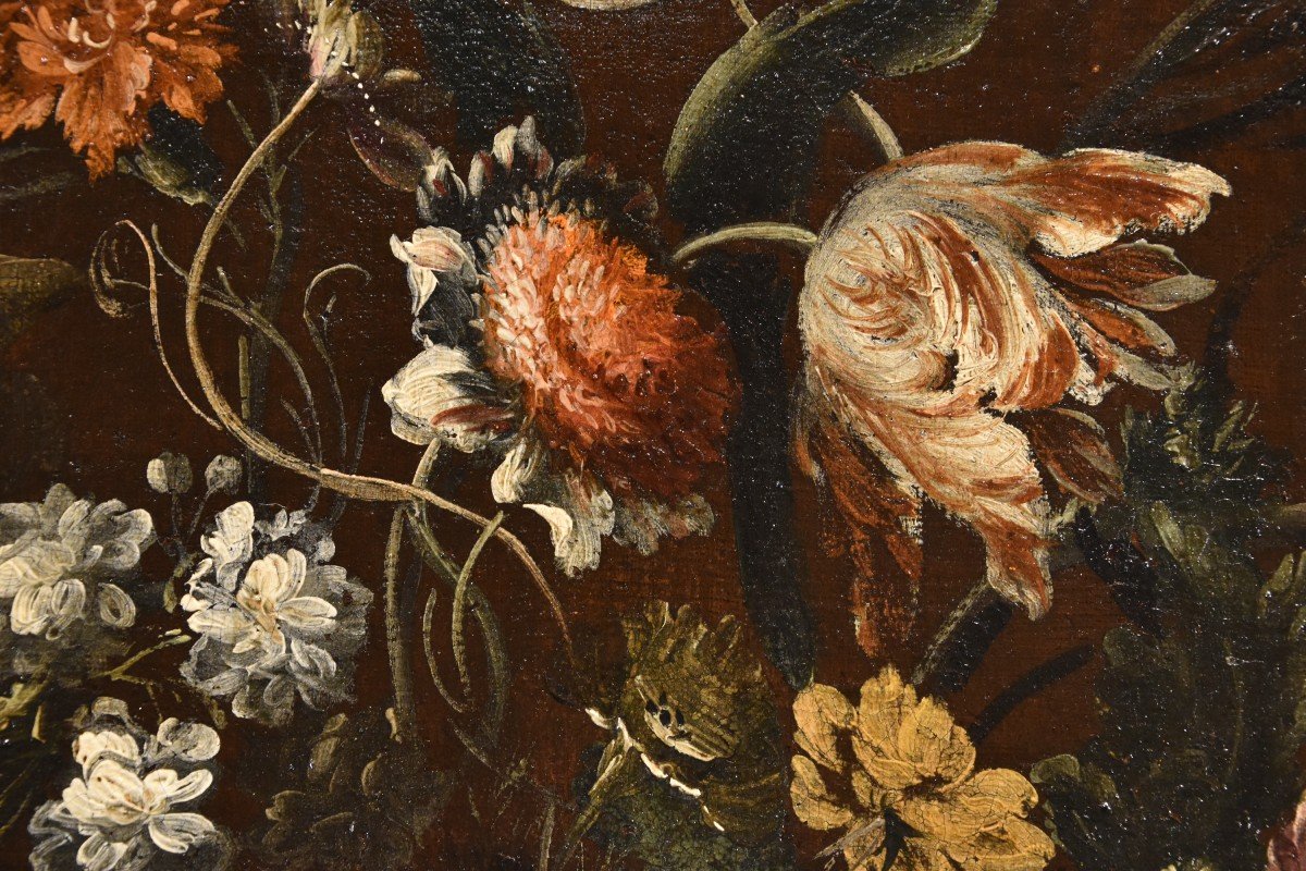 Andrea Scacciati (Firenze 1642–1710) Composizione di fiori entro vaso sbalzato (1 di 3)-photo-3