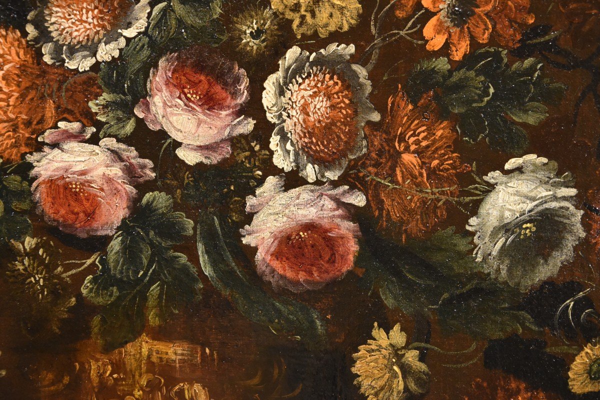 Andrea Scacciati (Firenze 1642–1710) Composizione di fiori entro vaso sbalzato (1 di 3)-photo-5