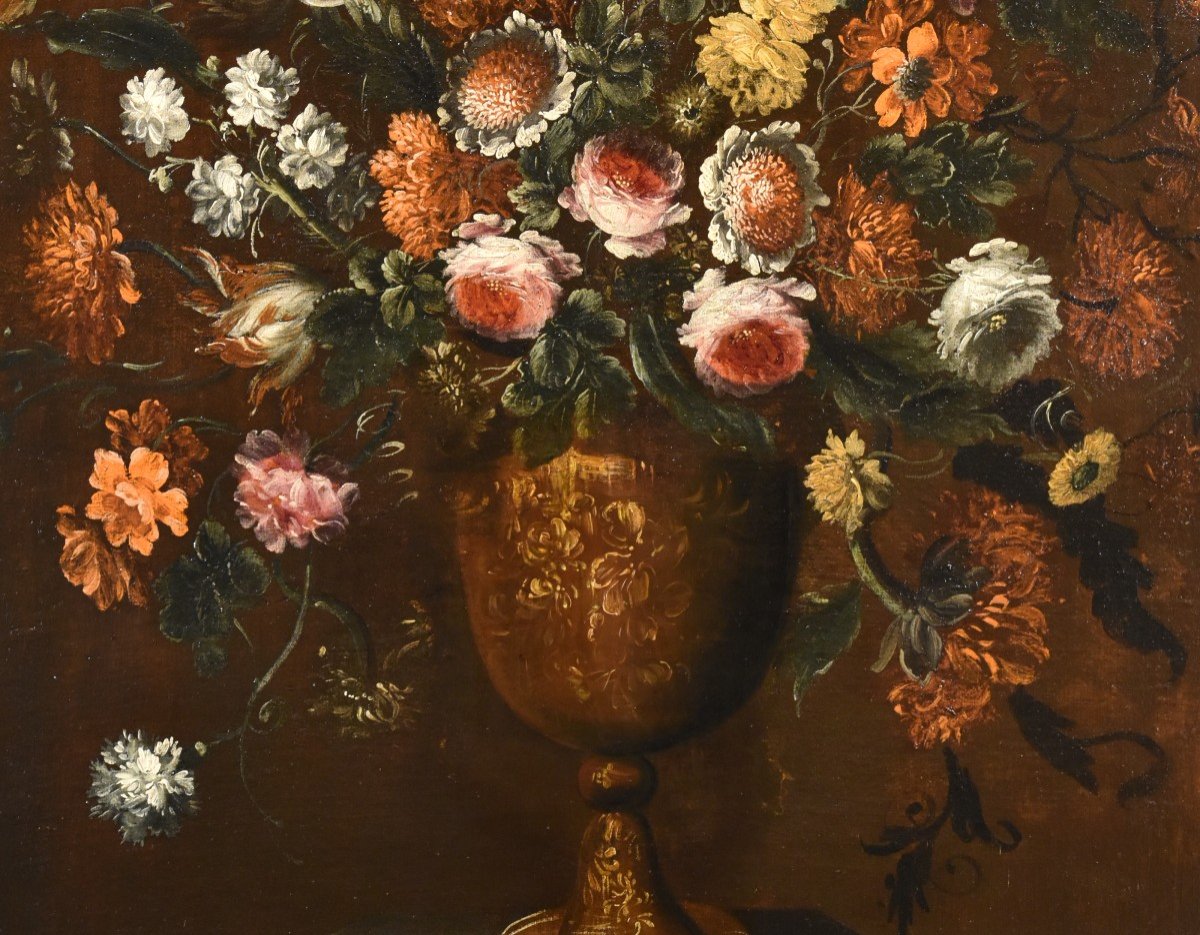 Andrea Scacciati (Firenze 1642–1710) Composizione di fiori entro vaso sbalzato (1 di 3)-photo-7