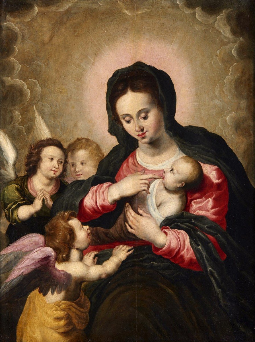 Madonna con Bambino e tre angeli, Hendrick van Balen (Anversa 1575 – 1632) bottega