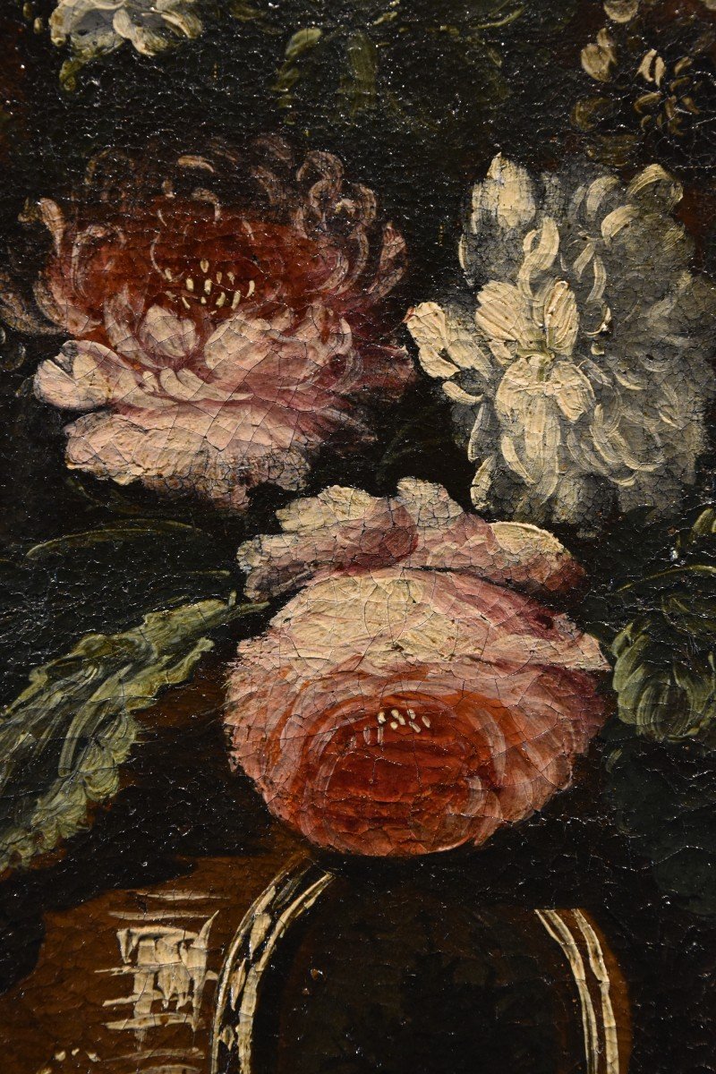 Andrea Scacciati (Firenze 1642 – 1710) Composizione di fiori entro vaso sbalzato (3 di 3)-photo-4