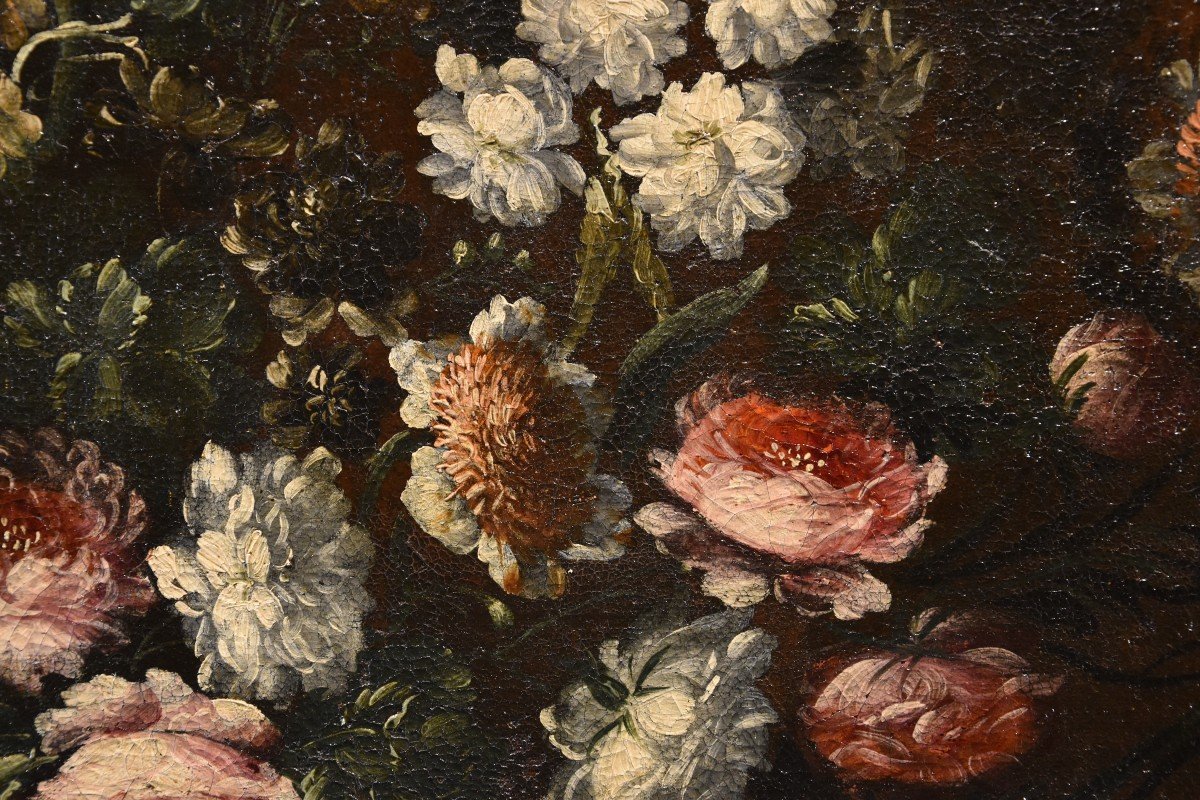 Andrea Scacciati (Firenze 1642 – 1710) Composizione di fiori entro vaso sbalzato (3 di 3)-photo-2