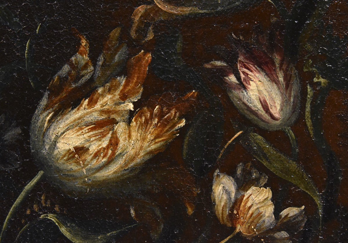 Andrea Scacciati (Firenze 1642 – 1710) Composizione di fiori entro vaso sbalzato (3 di 3)-photo-3