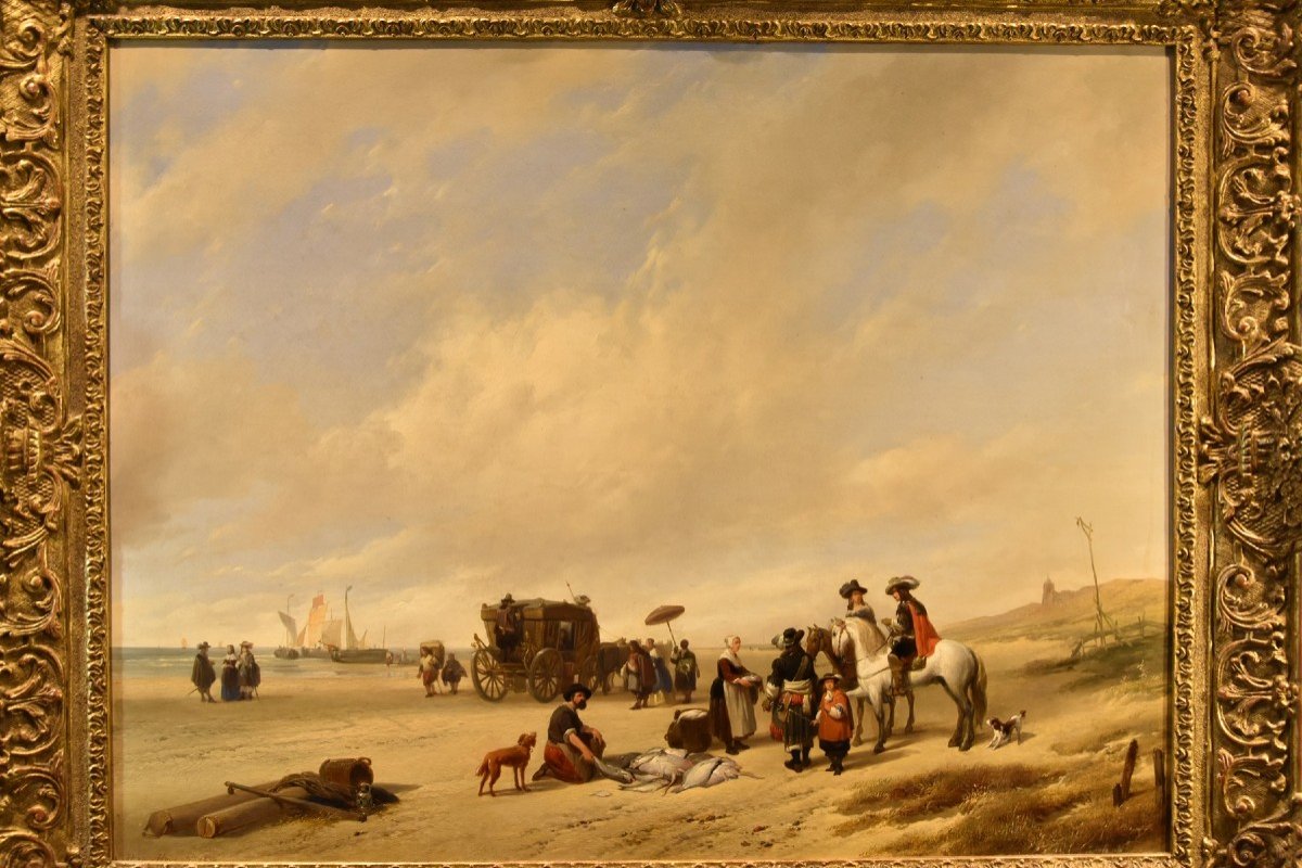 La spiaggia di Scheveningen, Hubertus van Hove (L’Aia, 1814 - Anversa, 1865)-photo-3