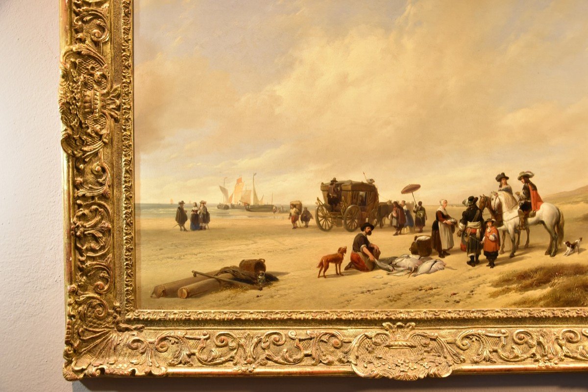 La spiaggia di Scheveningen, Hubertus van Hove (L’Aia, 1814 - Anversa, 1865)-photo-4