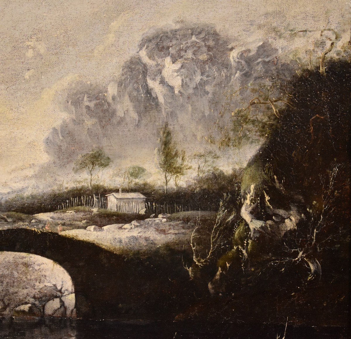 Paesaggio invernale fantastico con ponte, Hans de Jode (L'Aia, 1630 – Vienna, 1663)-photo-3