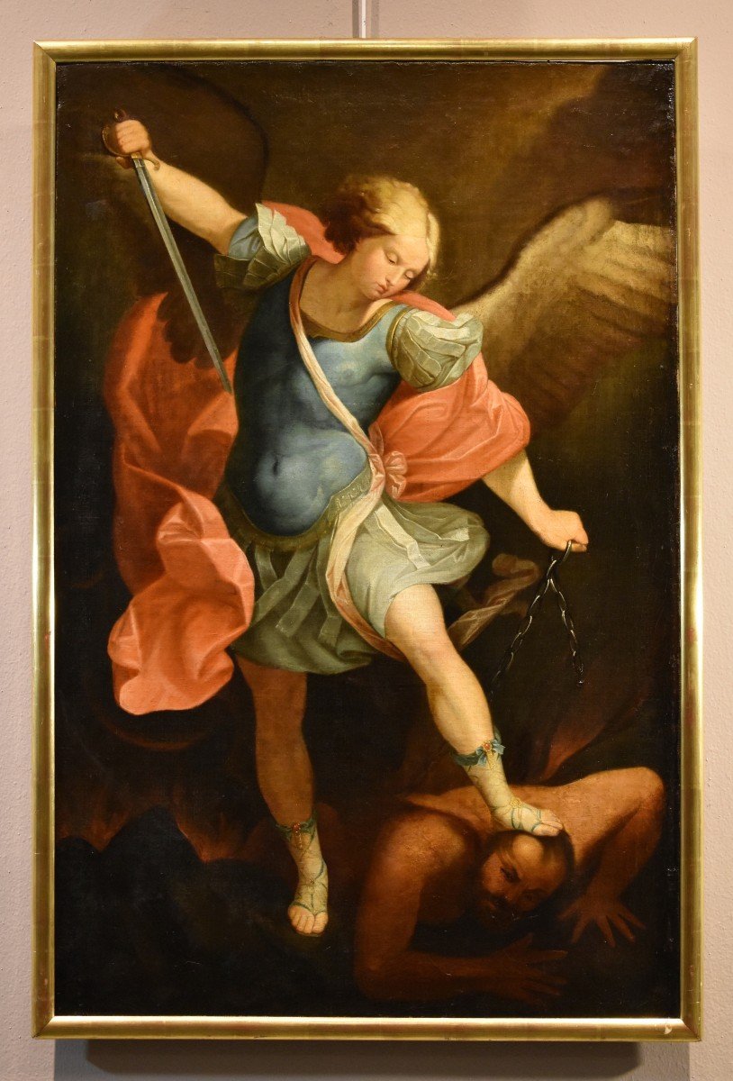 L’Arcangelo Michele, Guido Reni (Bologna 1575 - 1642) Bottega/Seguace di-photo-2