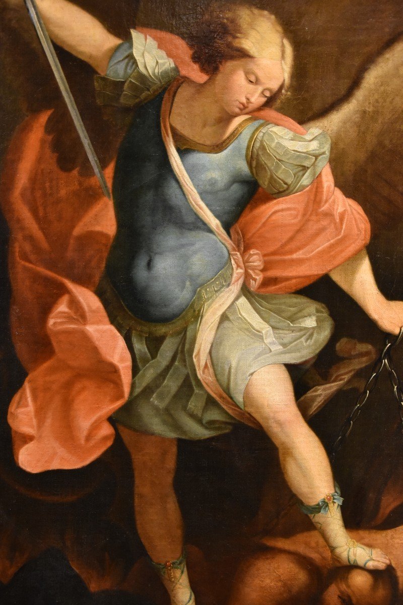 L’Arcangelo Michele, Guido Reni (Bologna 1575 - 1642) Bottega/Seguace di-photo-4