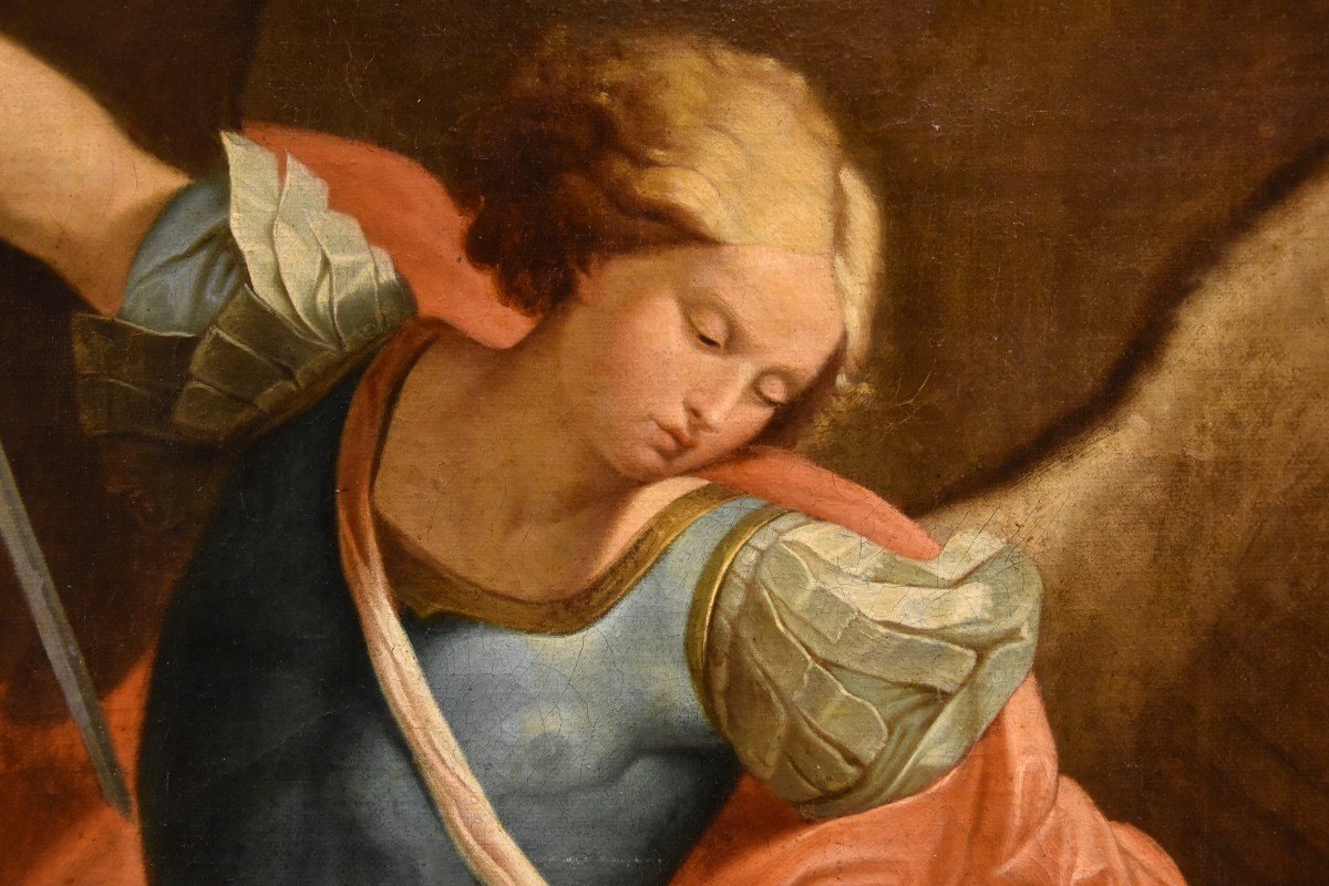 L’Arcangelo Michele, Guido Reni (Bologna 1575 - 1642) Bottega/Seguace di-photo-4