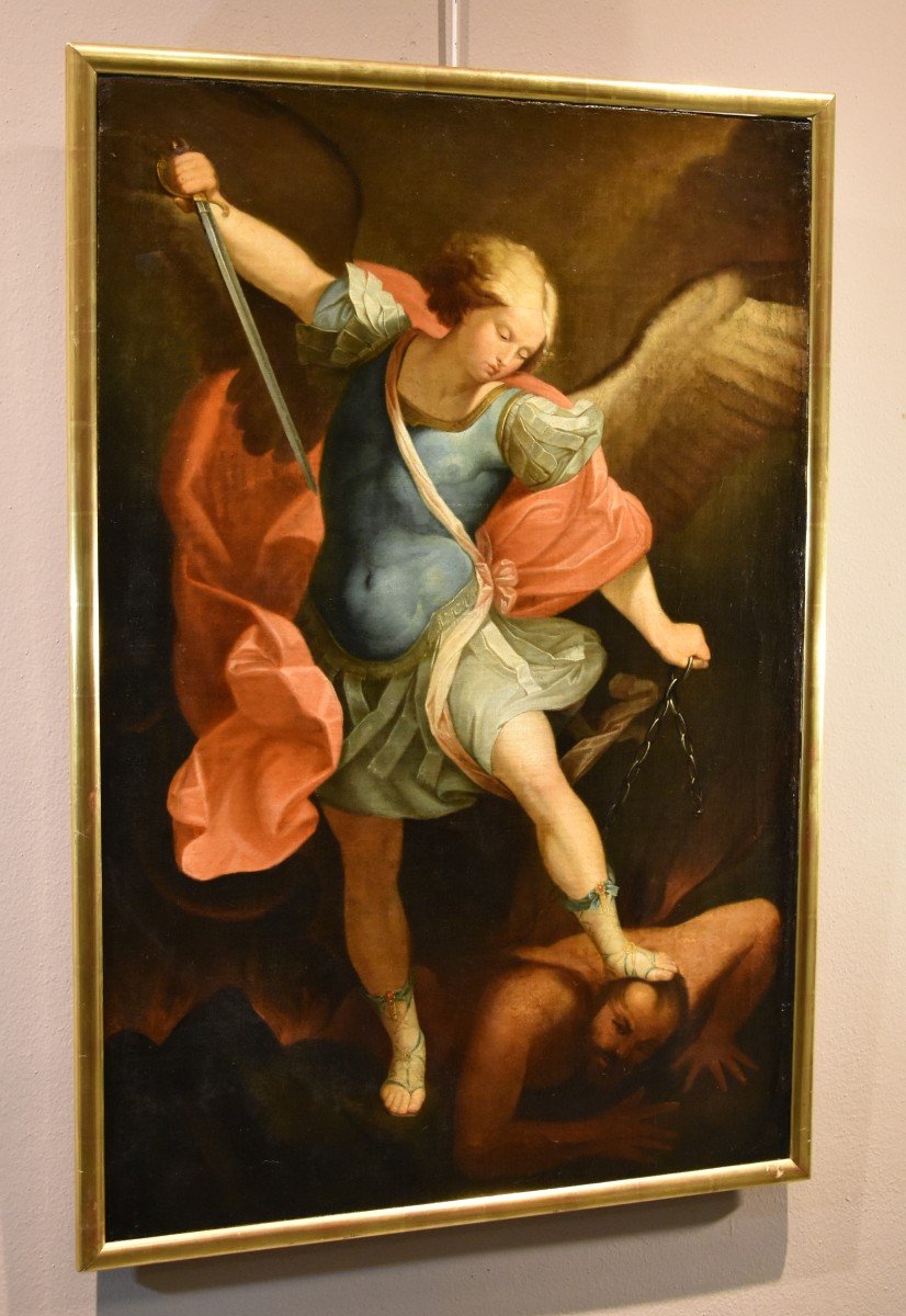 L’Arcangelo Michele, Guido Reni (Bologna 1575 - 1642) Bottega/Seguace di-photo-5