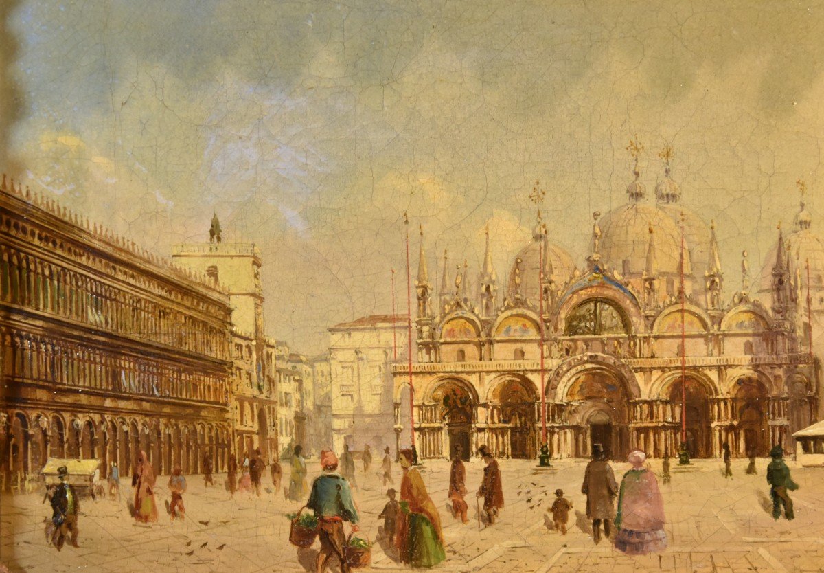 Veduta di Venezia con Piazza San Marco, Pittore vedutista dell'Ottocento-photo-3