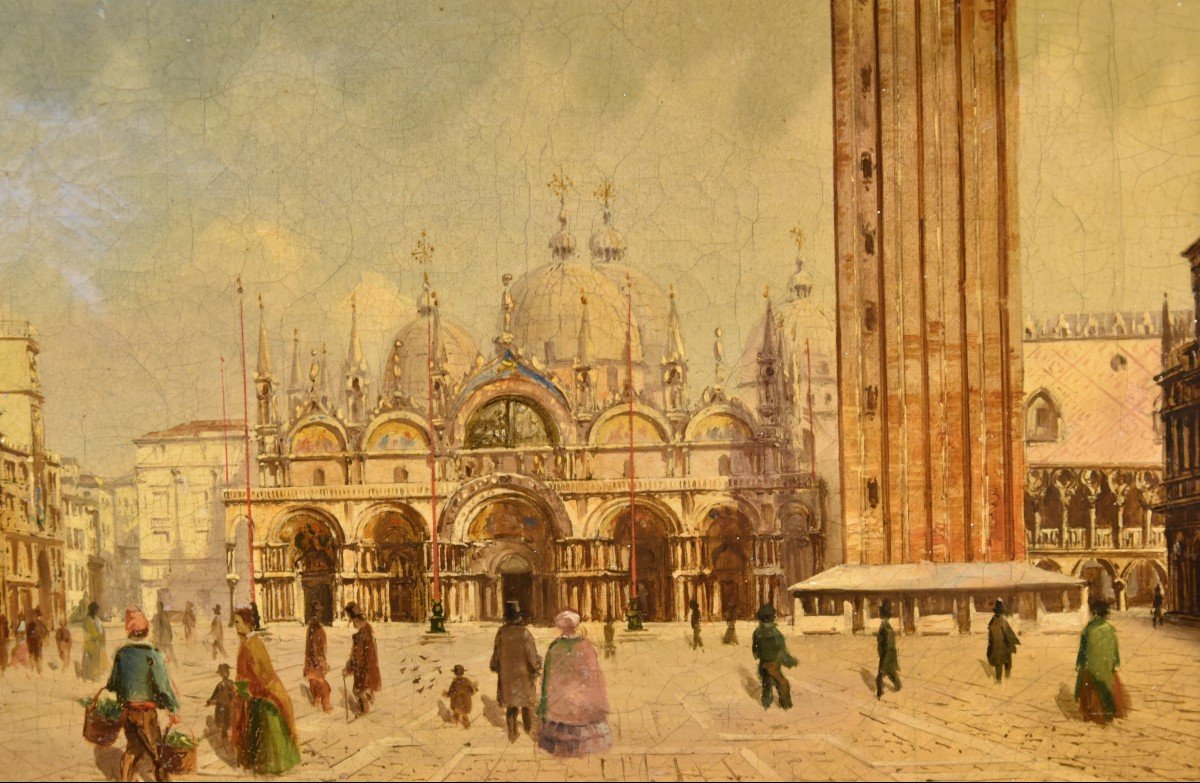 Veduta di Venezia con Piazza San Marco, Pittore vedutista dell'Ottocento-photo-4