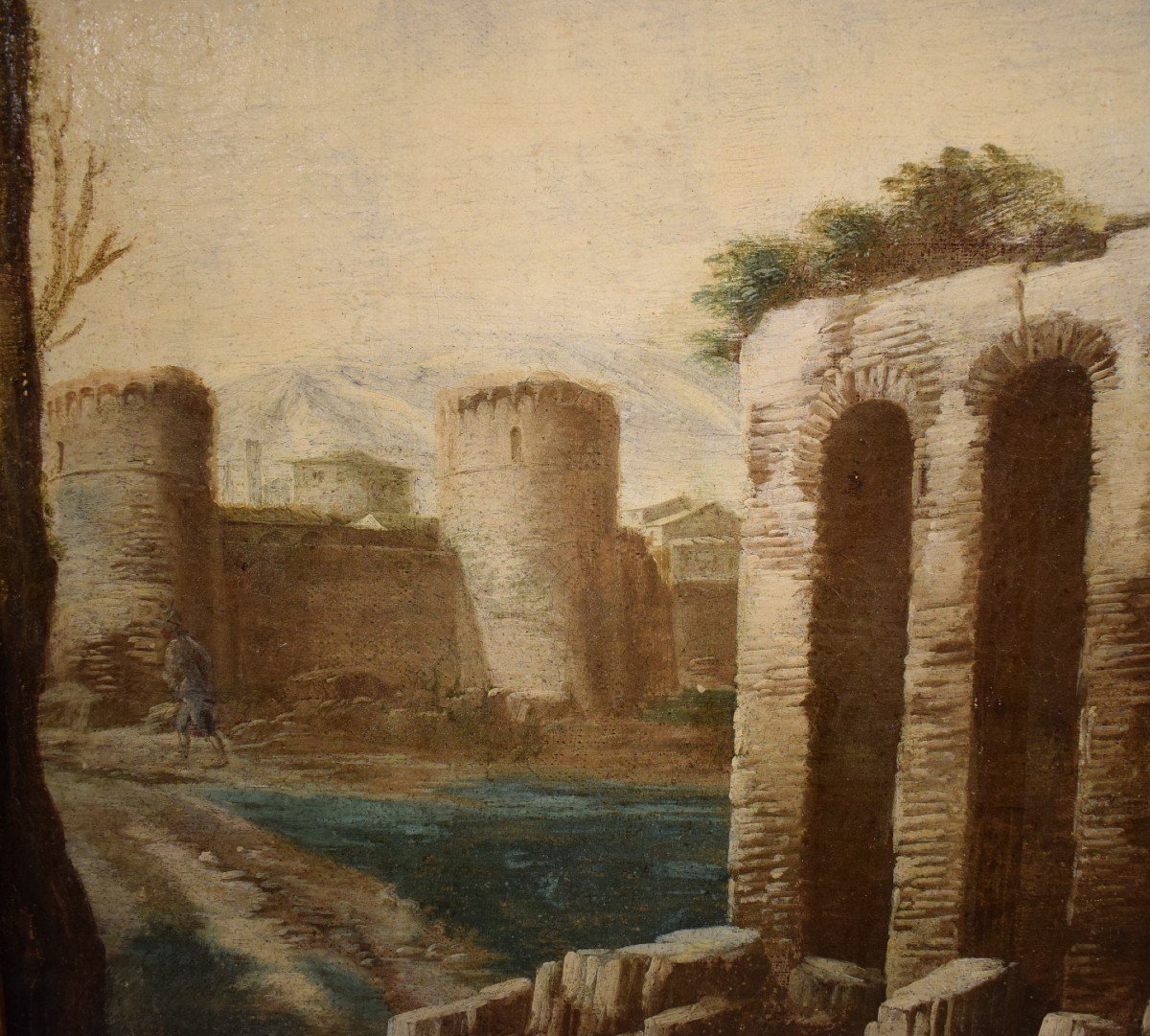 Antonio Travi (Sestri Ponente 1608 - Genova 1665), Paesaggio con rovine e scena biblica-photo-2