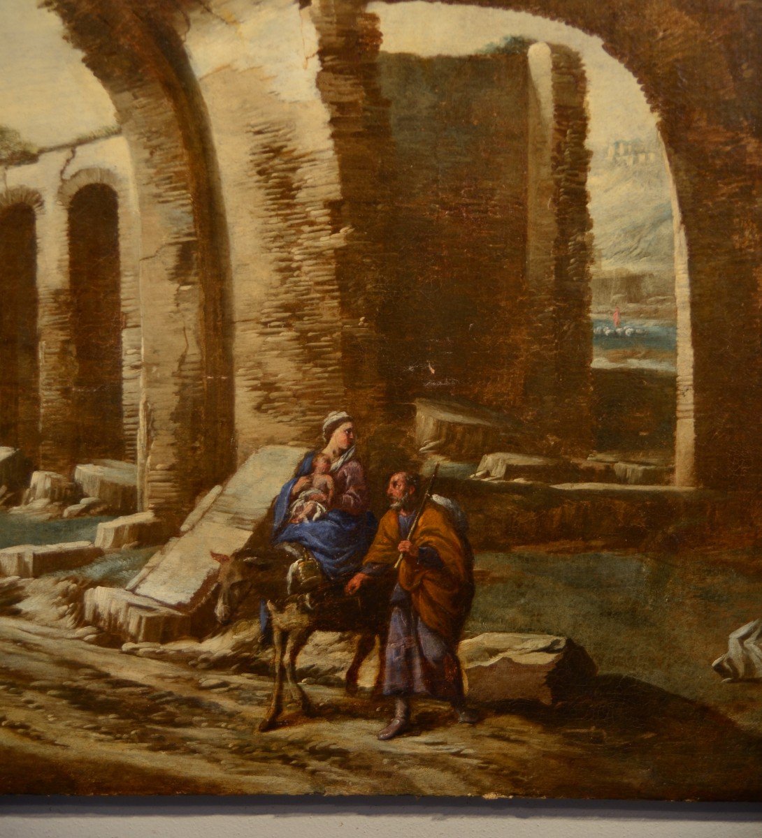 Antonio Travi (Sestri Ponente 1608 - Genova 1665), Paesaggio con rovine e scena biblica-photo-5