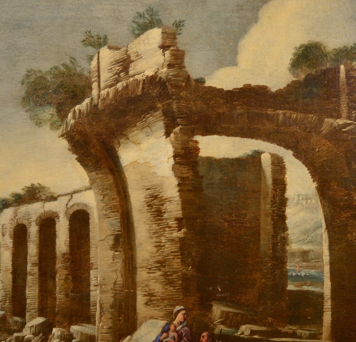 Antonio Travi (Sestri Ponente 1608 - Genova 1665), Paesaggio con rovine e scena biblica-photo-6