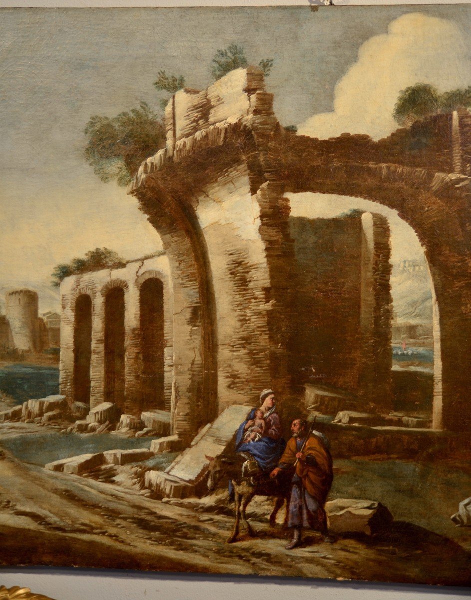 Antonio Travi (Sestri Ponente 1608 - Genova 1665), Paesaggio con rovine e scena biblica-photo-7