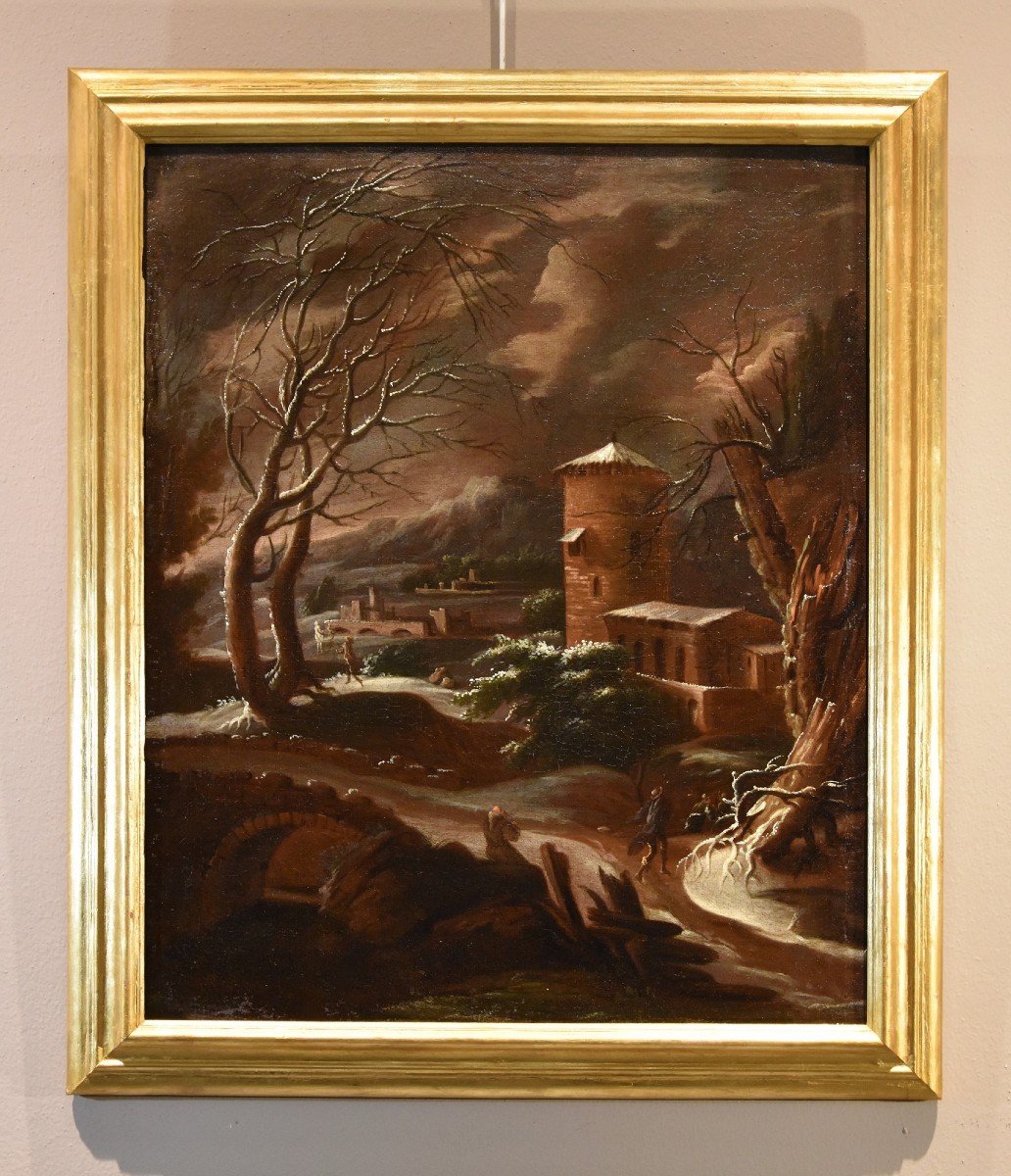 Paesaggio invernale, Francesco Foschi (Ancona, 1710 - Roma, 1780) Attribuibile-photo-2