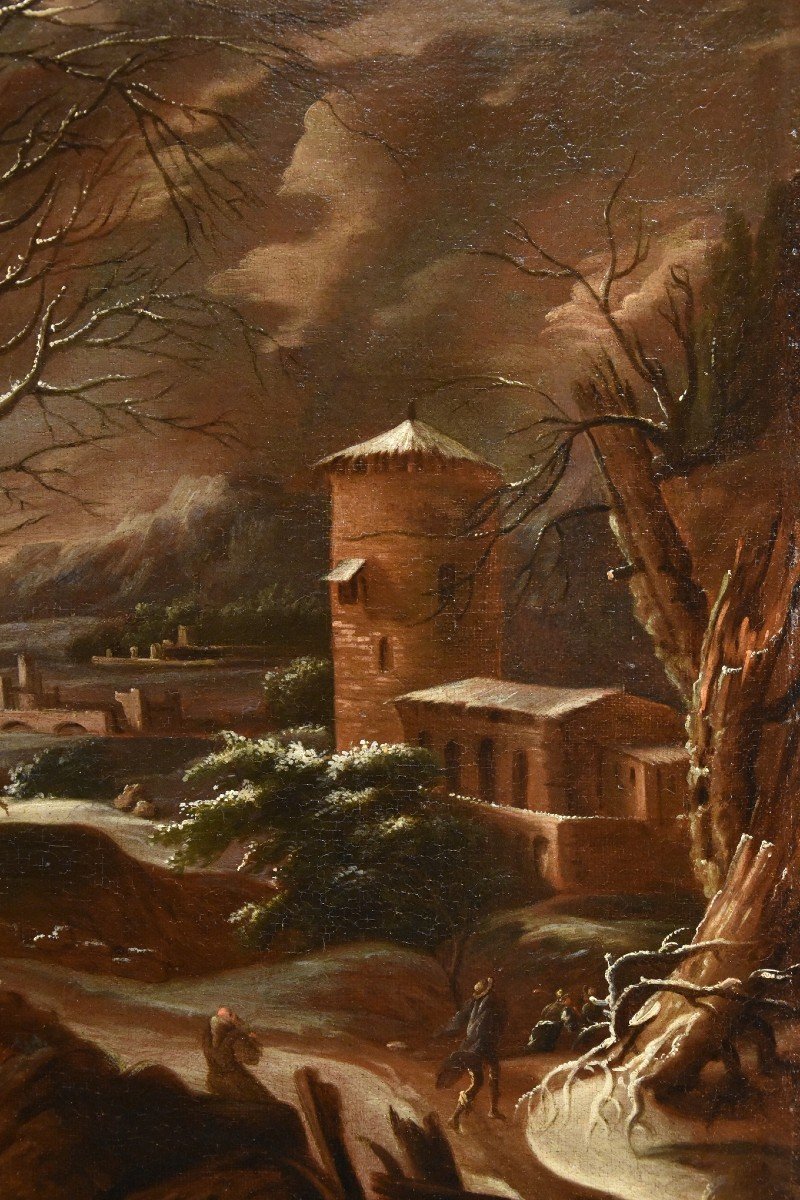 Paesaggio invernale, Francesco Foschi (Ancona, 1710 - Roma, 1780) Attribuibile-photo-4