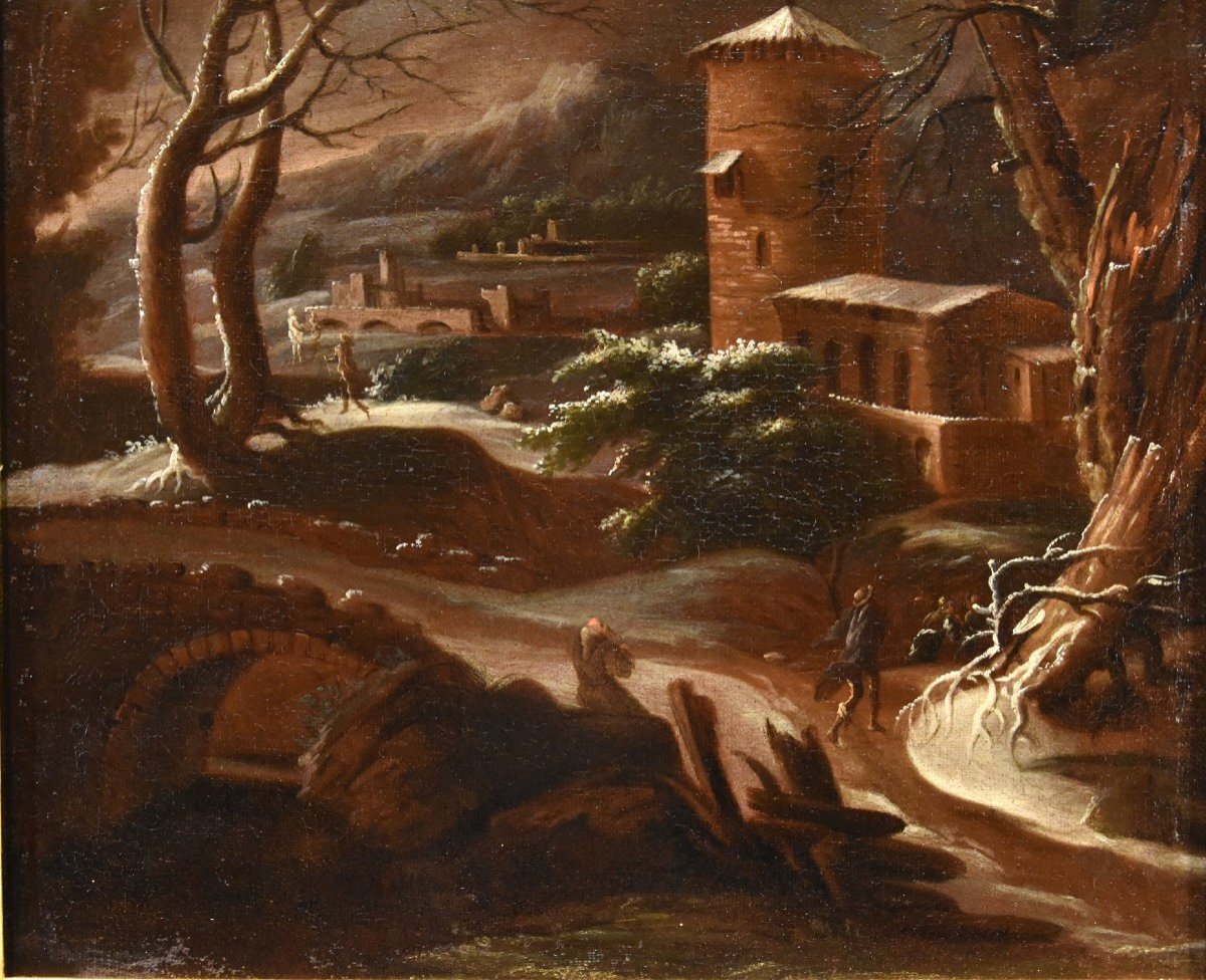 Paesaggio invernale, Francesco Foschi (Ancona, 1710 - Roma, 1780) Attribuibile-photo-3