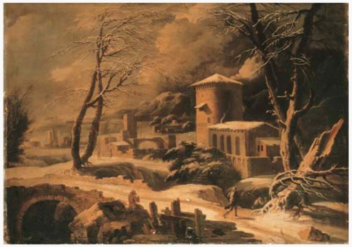 Paesaggio invernale, Francesco Foschi (Ancona, 1710 - Roma, 1780) Attribuibile-photo-6