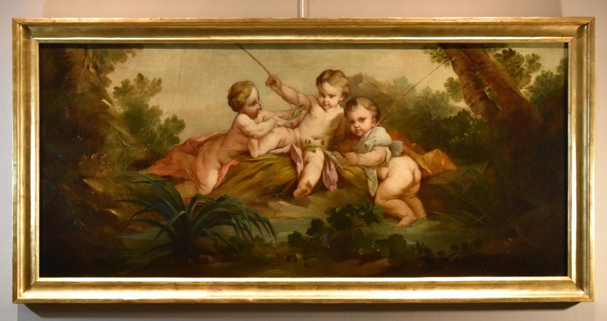 Putti come pescatori, Francois Boucher (Parigi, 1703 - 1770) scuola di-photo-2